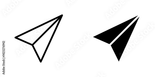 Paper plane icon vector symbol collection on white background.
