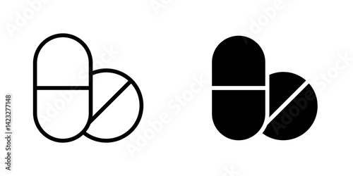 Pills icon vector symbol collection on white background.
