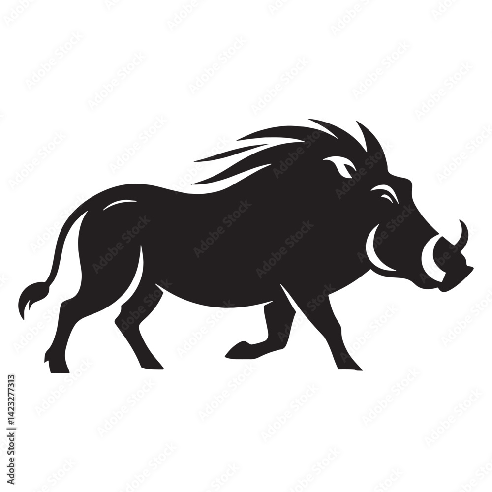 Fototapeta premium Simple yet powerful warthog silhouette in vector format designed for branding – warthog silhouette – warthog vector – warthog illustration – silhouette of warthog – warthog icon