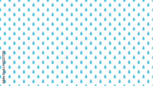 水色の雨の雫のパターン背景イラスト シームレスなベクターの4Kイラスト素材。Light blue rain drop pattern background illus. Seamless vector 4k illustration.