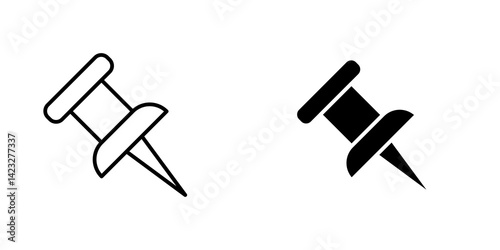 Push pin icon vector symbol collection on white background.