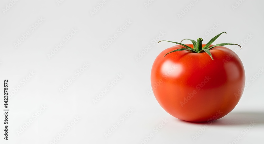 Vibrant Red Tomato A Close-Up Studio Shot of a Fresh, Ripe Tomato on a Plain White Background, Perfect for Food Bloggers, Culinary Websites, and Stock Photography Vibrant Red Tomato A Close-Up Studio Shot of a Fresh, Ripe Tomato on a Plain White Background, Perfect for Food Bloggers, Culinary Websites, and Stock Photography