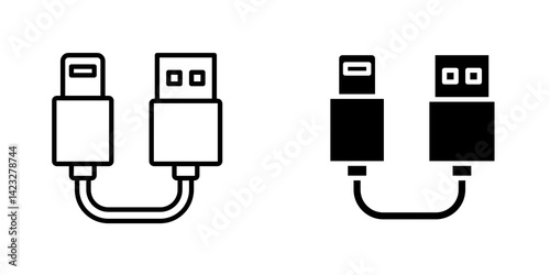 USB cable icon vector symbol collection on white background.