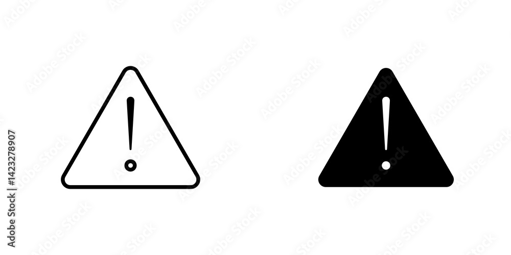Warning triangle icon vector symbol collection on white background. Warning triangle icon vector symbol collection on white background.