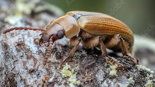 bark beetle resting on a tree trunk, body indistinguishable from bark texture and color, extreme close-up nature macro 