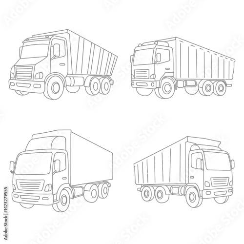 Outline drawing of fast Lamborgini car, sport car from side and front view. Vector doodle illustration, design for coloring book or print