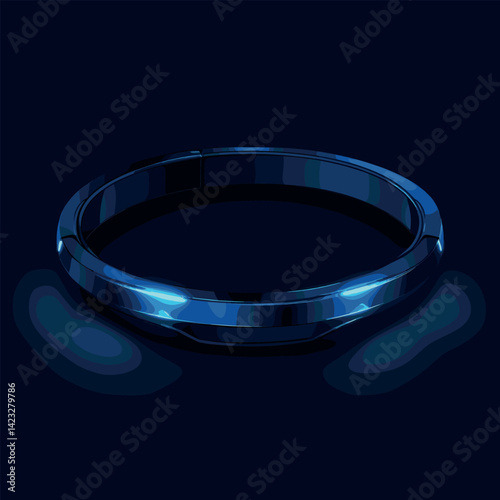 Sleek blue led-enhanced smart ring on dark background