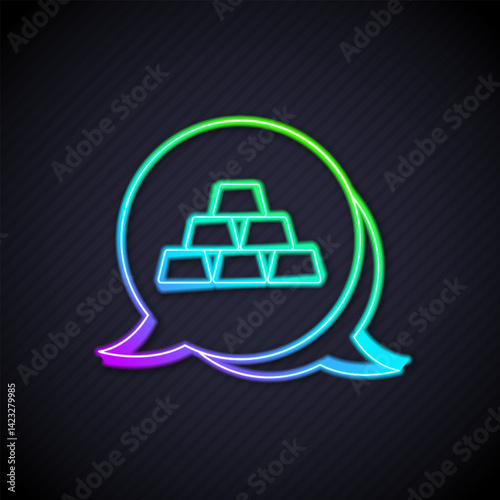 Glowing neon line Gold bars icon isolated on black background. Banking business concept. Vector