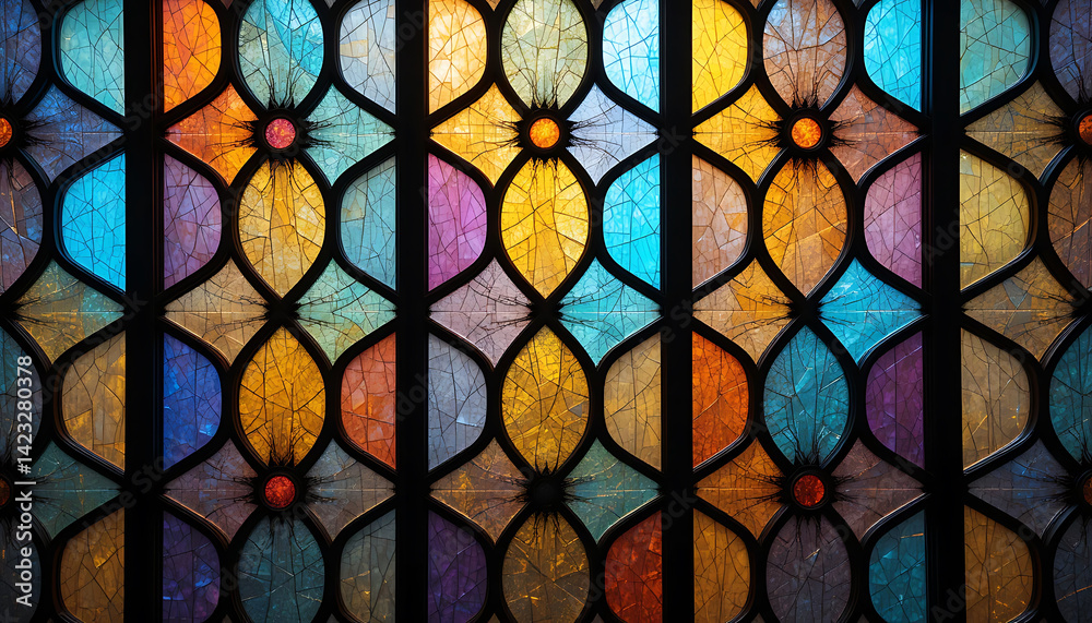 custom made wallpaper toronto digitalVibrant Colors and Geometric Patterns in a Stained Glass Window