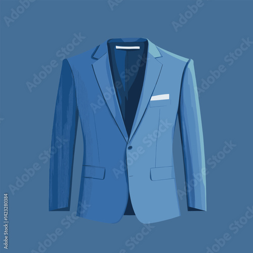 Blue suit jacket illustration on solid background
