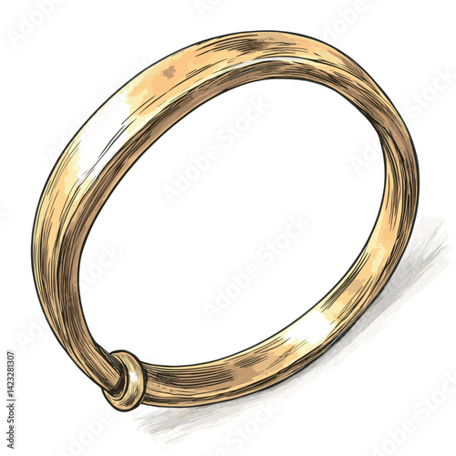 Elegant gold bangle bracelet with textured design on white background