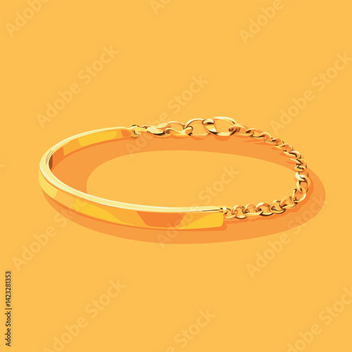 Elegant gold bracelet on yellow background