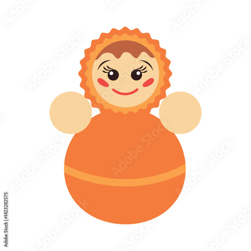 Red tumbler doll. Cartoon illustration of tumbler doll vector icon for websites, stickers