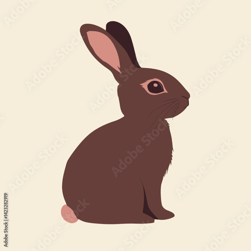 Minimalist illustration of a brown rabbit with upright ears