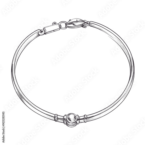 Simple silver bracelet with clasp and round detailing