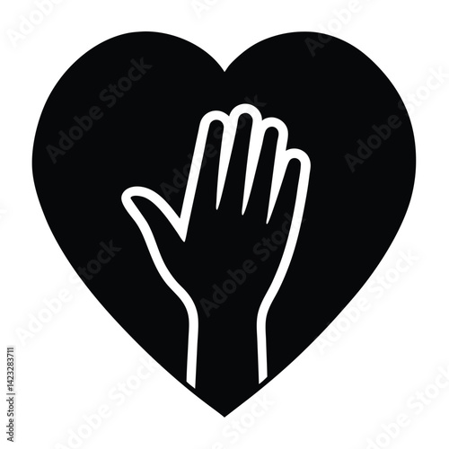 Compassionate Little Hand in Big Hand Within a Heart
