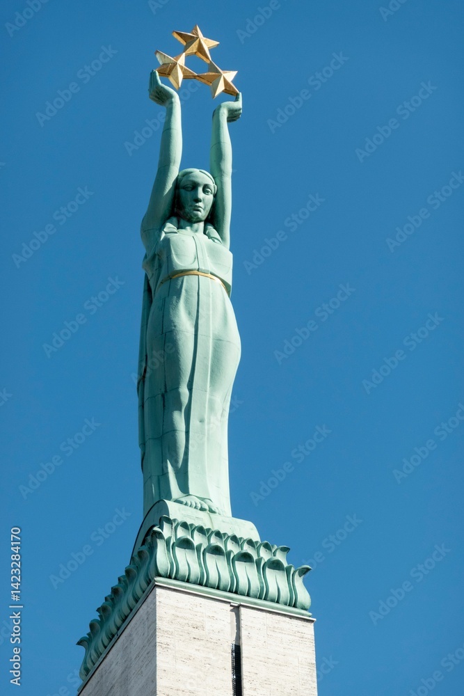 Fototapeta premium Freedom Monument in Riga against clear sky