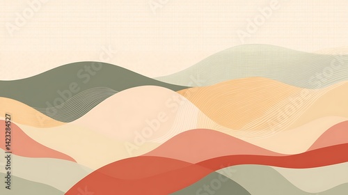 Abstract landscape with soft colored rolling hills