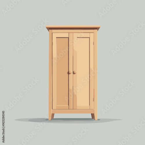 Wooden wardrobe with double doors in minimalist style