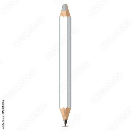 Minimalistic dual-ended hexagonal pencil with white body and wood detail