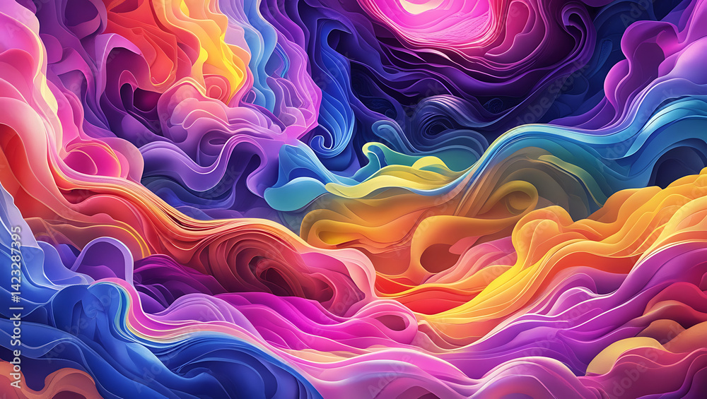 Obraz premium Vibrant Swirl of Colorful Waves in Pink Purple and Orange 