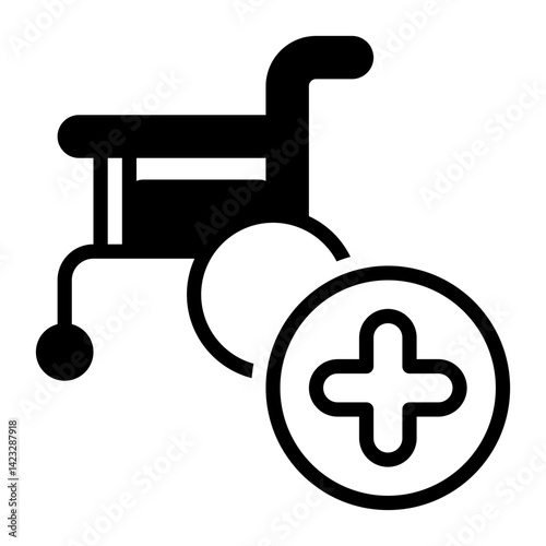 wheel chair icon, glyph icon style