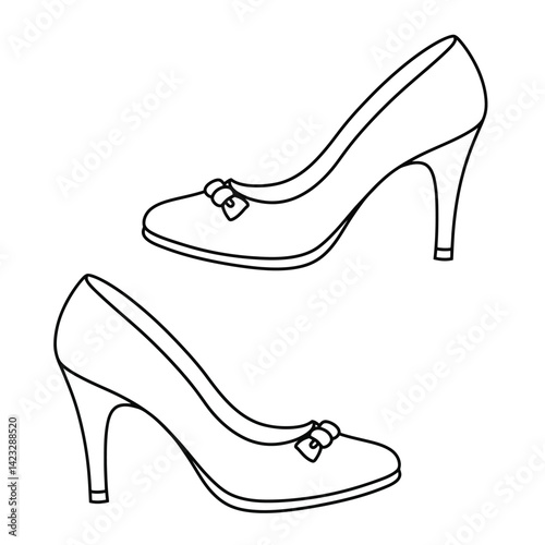 Various shoes in different styles and colors displayed in rows on a blue background. Concept of fashion shoes. Vector illustration