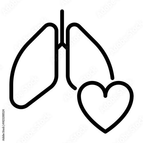 lungs icon, line icon style