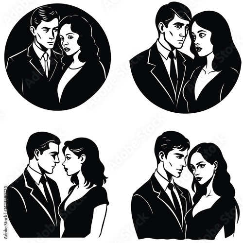 Couple Vector Silhoette Bundle Set Collection