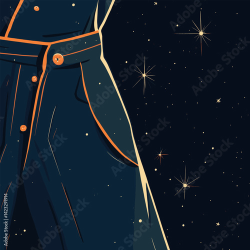 Abstract cosmic scene with spacesuit and stars in dark space