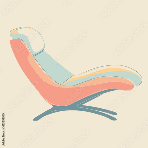 Colorful modern lounge chair design with pastel tones and sleek curves