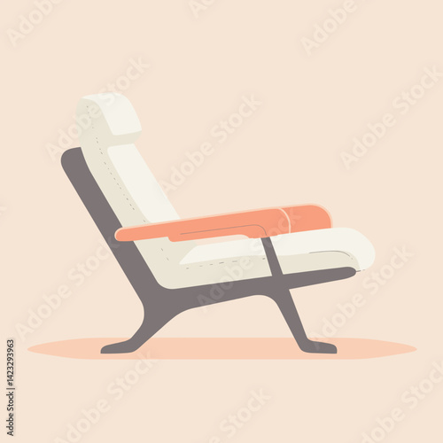Modern minimalist chair design with contrast armrest in neutral tones