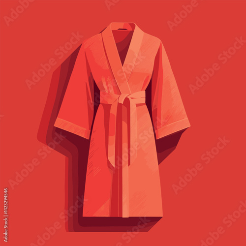 Elegant red kimono robe on vibrant background