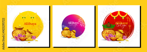 Vector Illustration of Happy Akshaya Tritiya. vector set