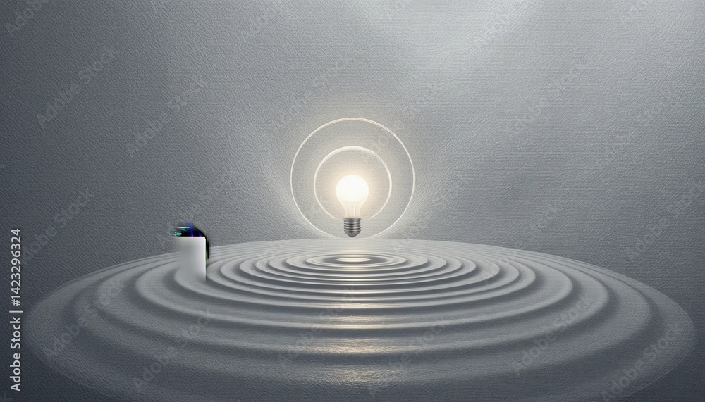 Fototapeta premium Illuminating journey through abstract ripples conceptual space digital art minimalist environment surreal viewpoint