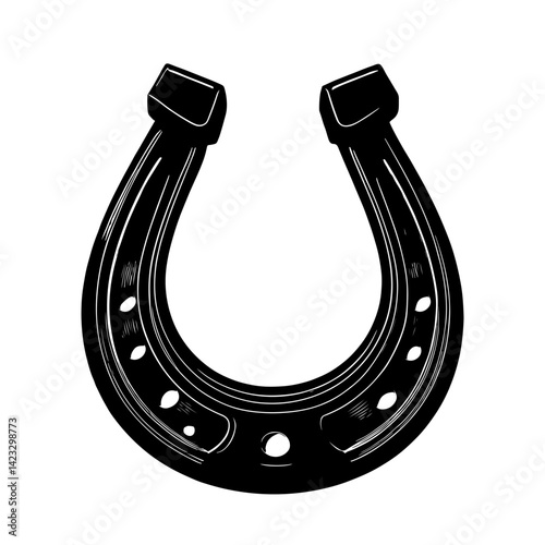 Vector isolated illustration of a horseshoe silhouette on a white background.