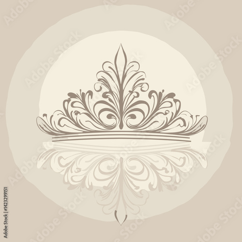 Ornate floral tiara design with elegant symmetry and subtle reflection