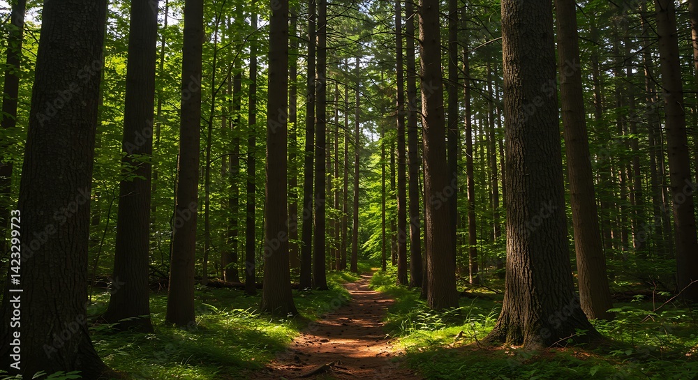Forest Path Through Tall Trees Forest Path Through Tall Trees