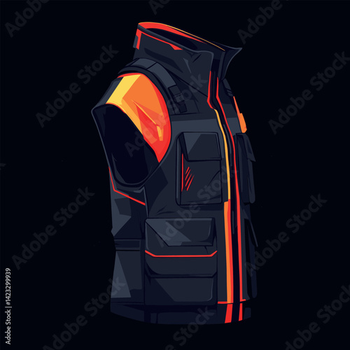 Sleek black and orange tactical vest with modern design