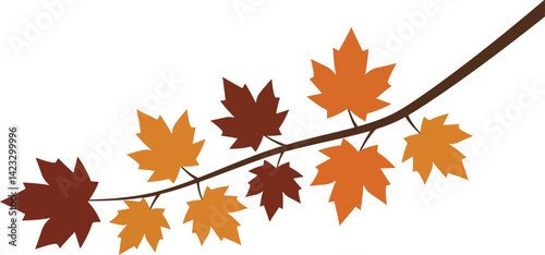 abstract maple tree branch vector with stylized leaves
