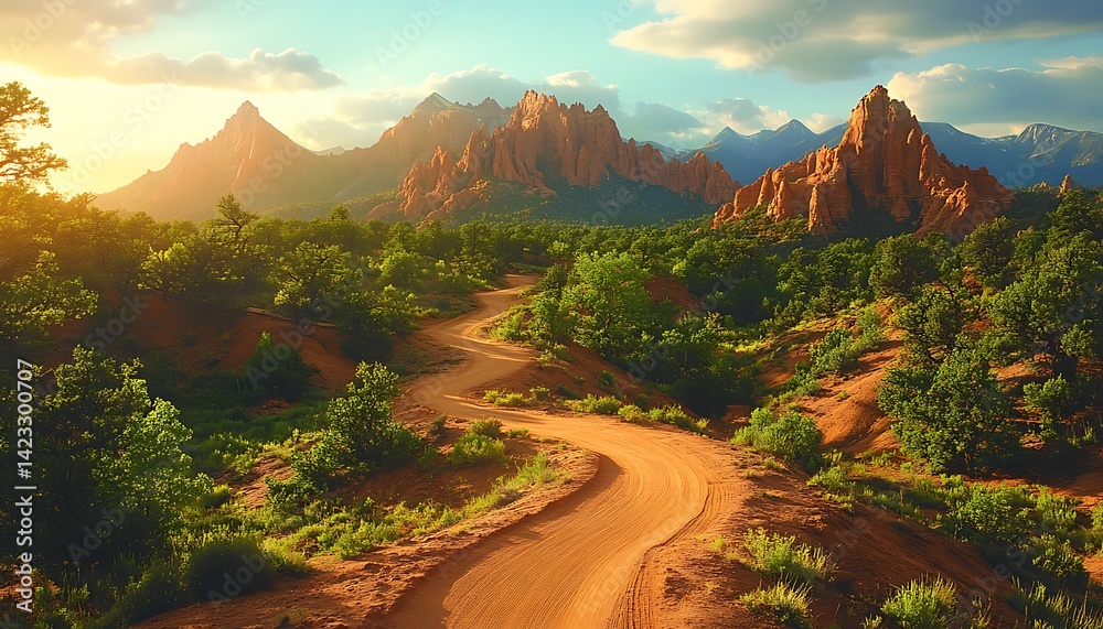 Winding Road Through Red Rock Canyon