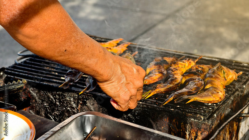 Grilling Delicious Street Food Skewers