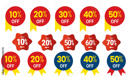 Sale offer modern style stickers, labels for Discount, sale vector ,Special offer discount label with different sale percentage. 20 30 50 70 off with transparent background ,sale offer, Special Offer