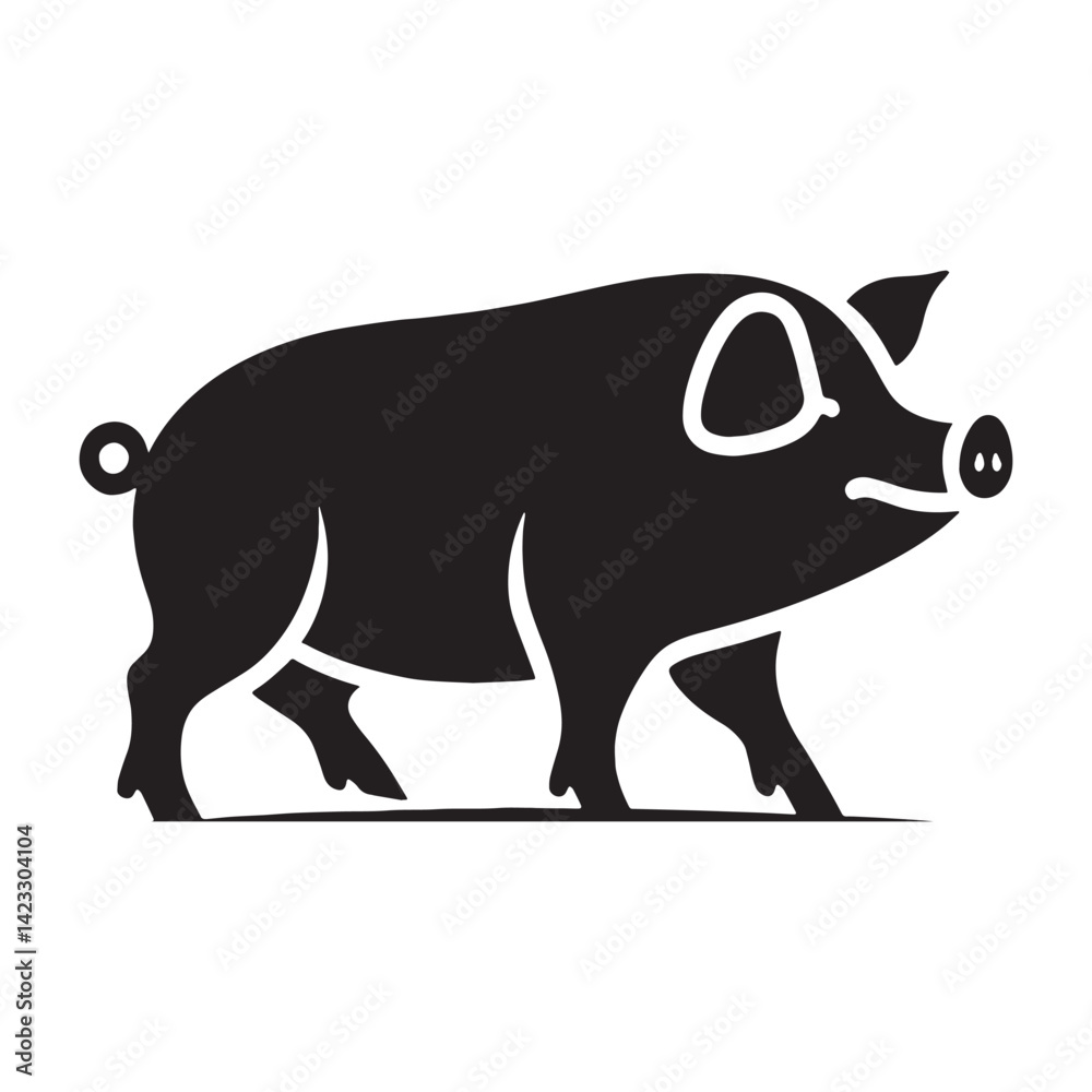 Fototapeta premium Curated pig icon silhouette crafted for standout branding – pig silhouette – pig vector – pig illustration – silhouette of pig – pig icon