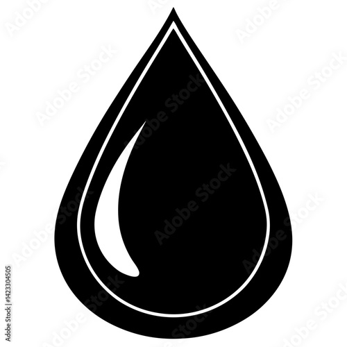 Black teardrop icon silhouette on white background  