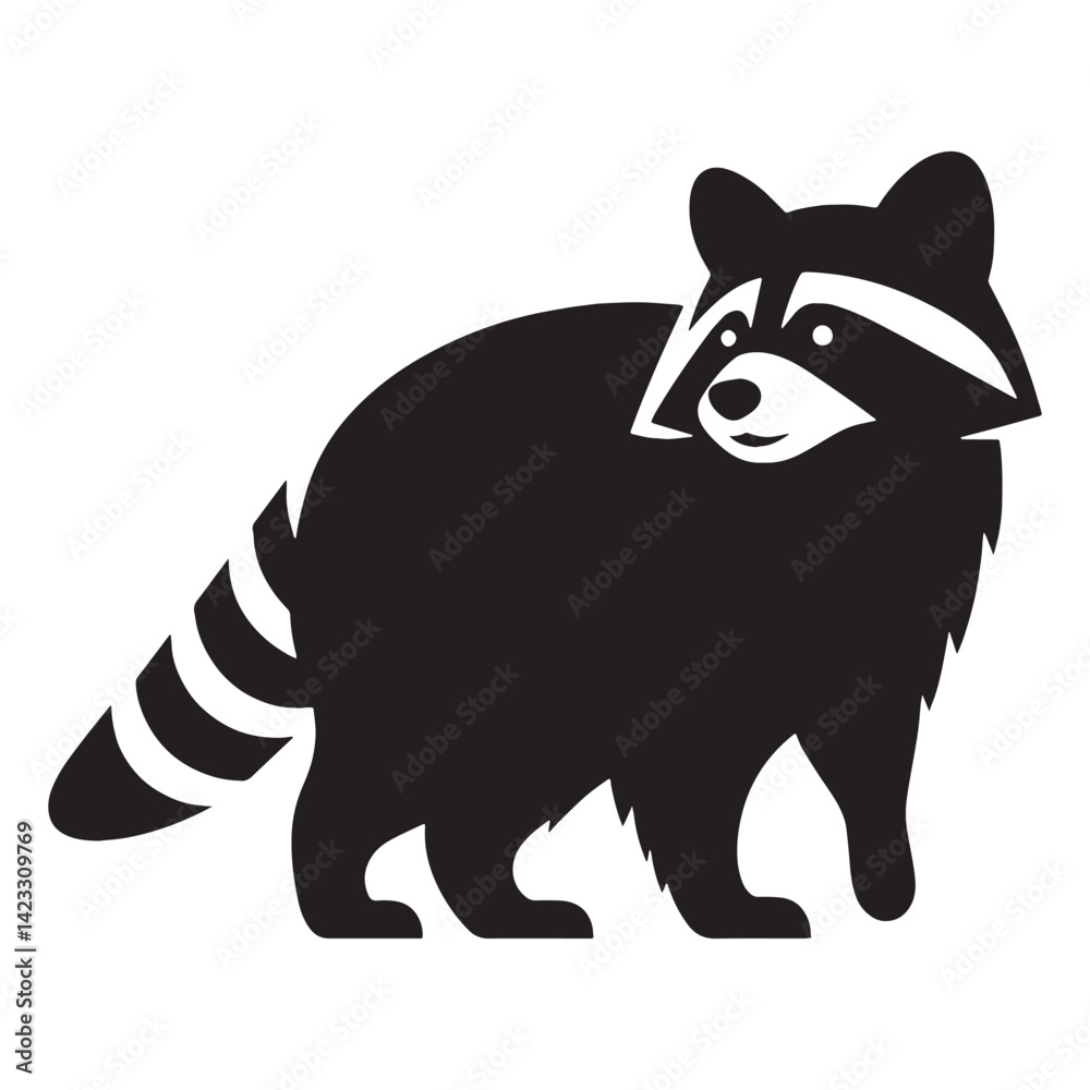 Obraz premium Tight-form raccoon icon silhouette with sharp edge balance – raccoon silhouette – raccoon vector – raccoon illustration – silhouette of raccoon – raccoon icon