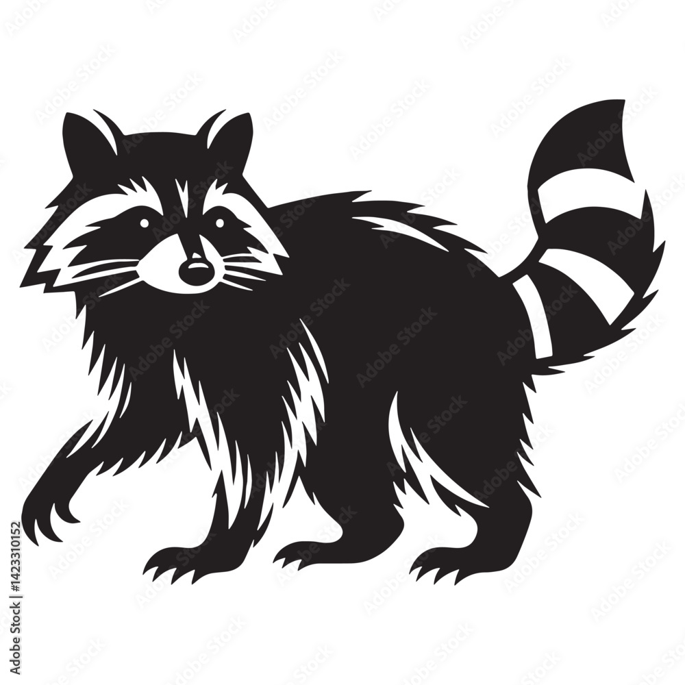 Fototapeta premium Refined raccoon icon design in vector silhouette format for clean UX – raccoon silhouette – raccoon vector – raccoon illustration – silhouette of raccoon – raccoon icon