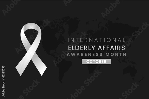Elderly Affairs Awareness Month background design with White silk ribbon.