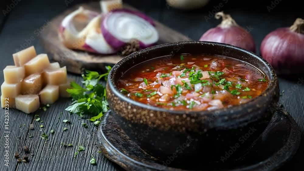 borscht in a plate on the table. Selective focus borscht in a plate on the table. Selective focus