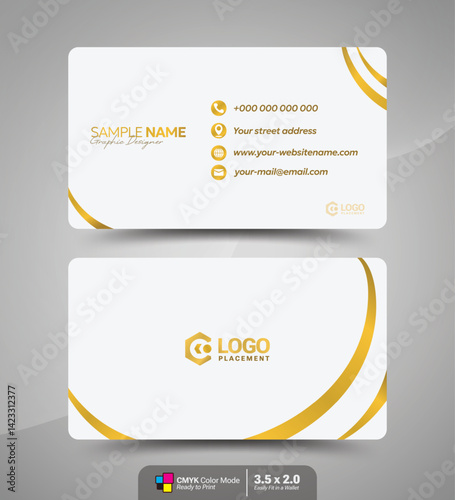 luxury white business card design template with abstract geometric element